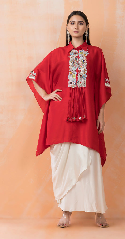 Partywear designer kaftan tunic with dhoti skirt