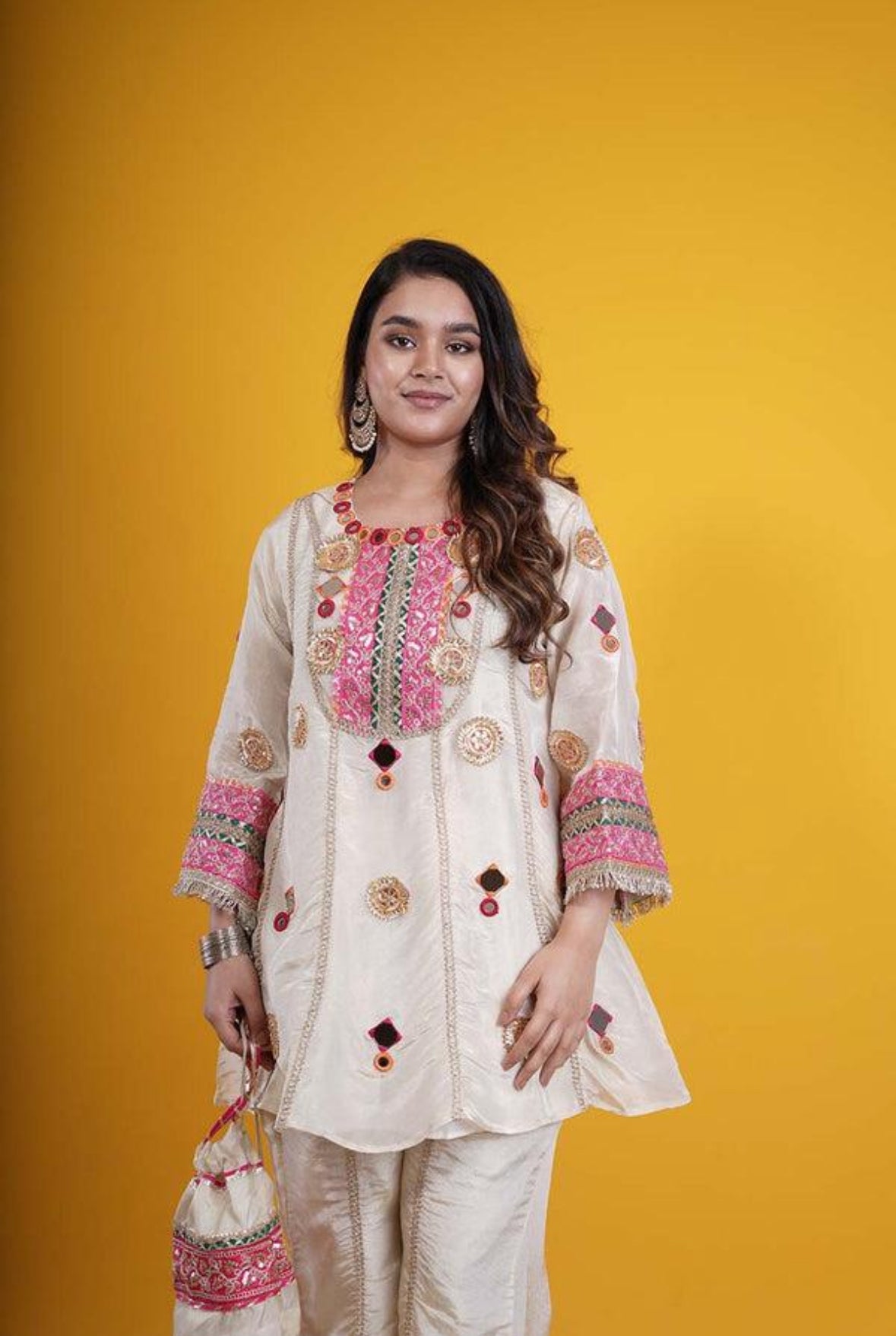 Partywear pure shimmer tissue designer gota patti coord set