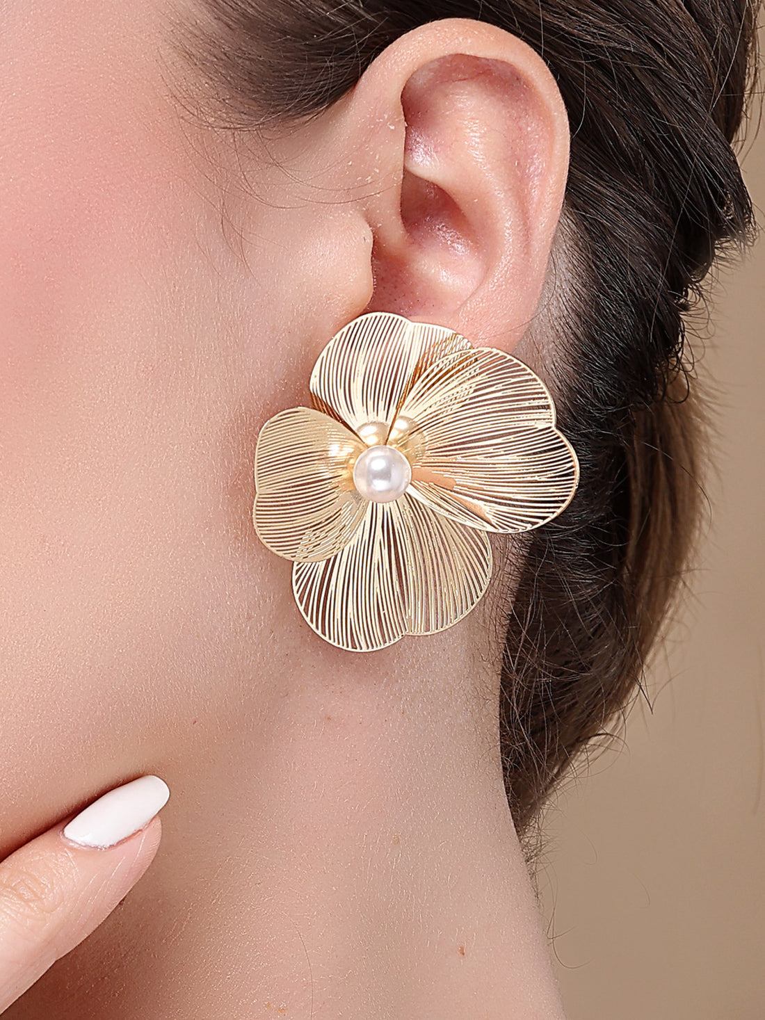 Partywear Celebrity Designer Floral Filgree Earrings for Women - 18K Gold Plated