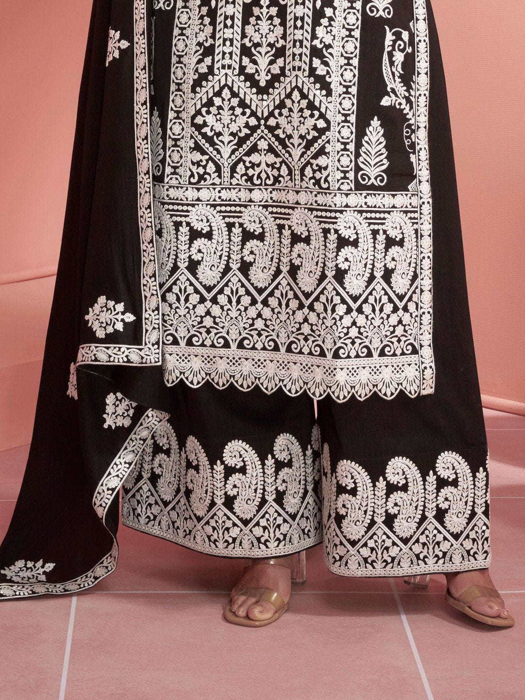 Black Sequins & Heavy Embroidery Pakistani Palazzo Suit