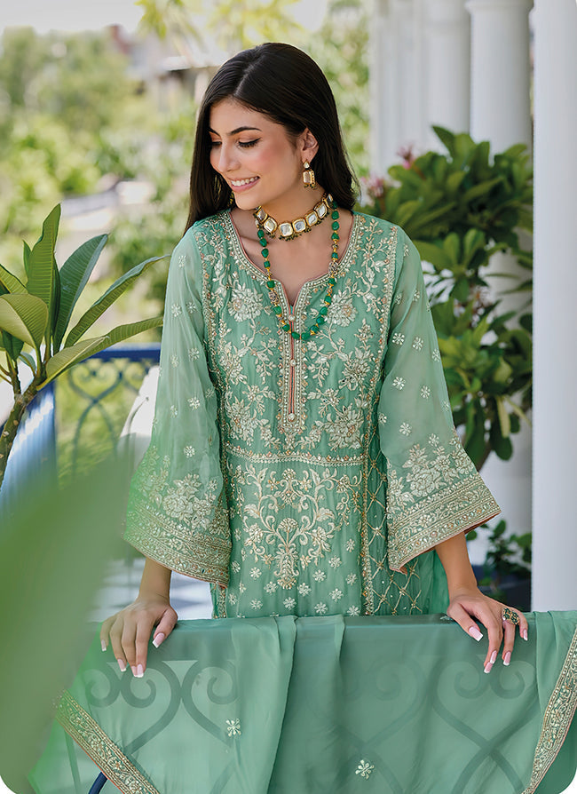 Pista Green Pakistani Salwar Suit