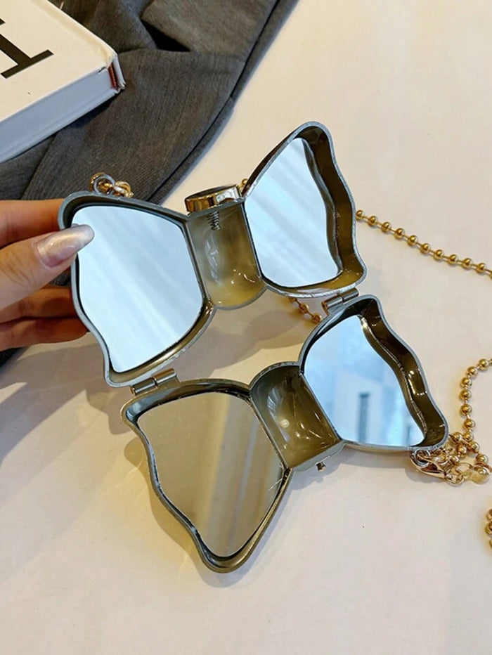 Designer Partywear Gold Zinc Alloy Metal BowKnot Mini Clutch Bag