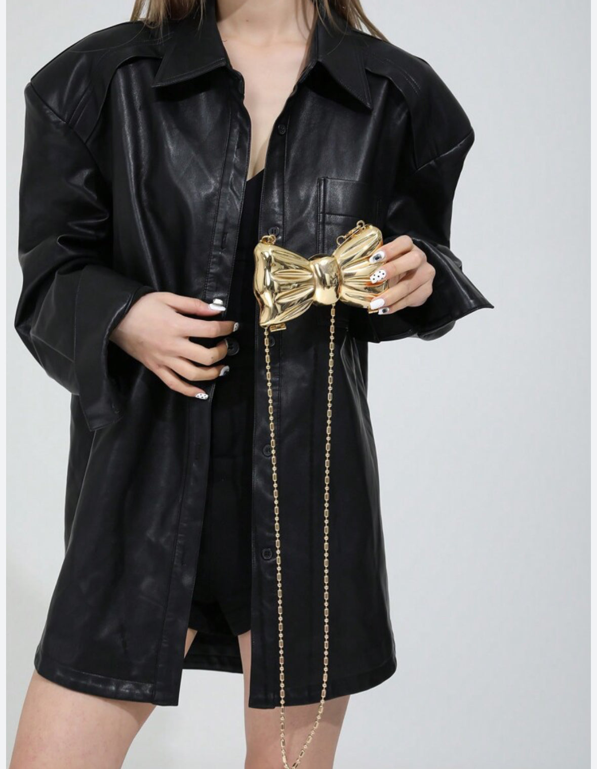 Designer Partywear Gold Zinc Alloy Metal BowKnot Mini Clutch Bag