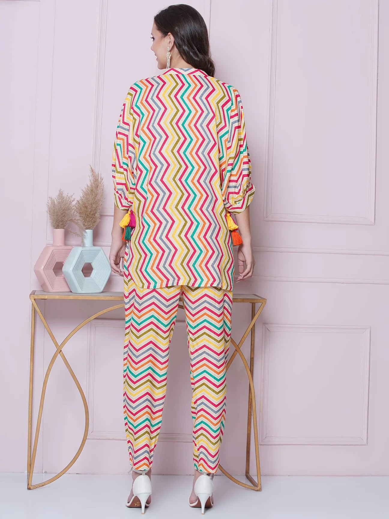 Printed Coord Set with Mirror Embroidery