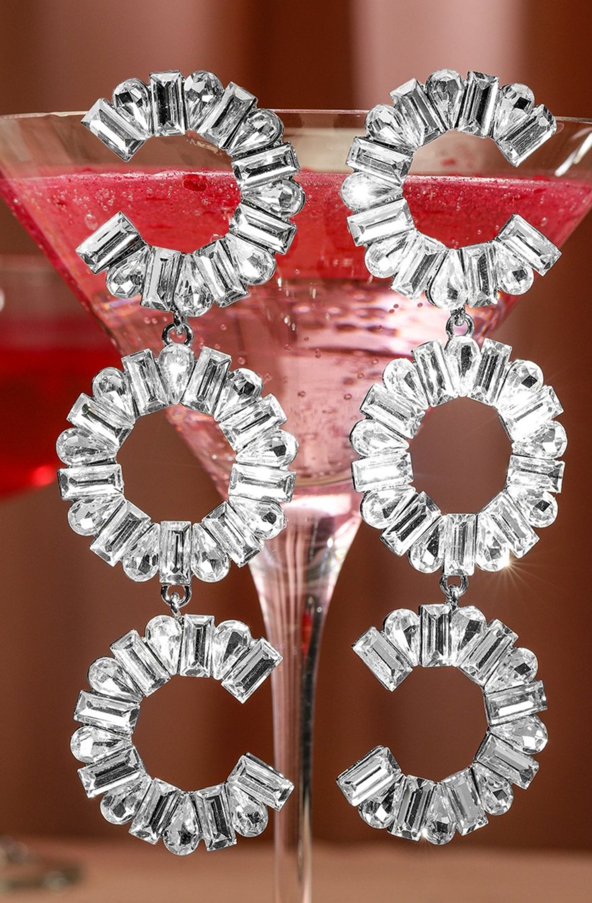 Designer Partywear Celebrity Style Long Dangler Crystal Earrings