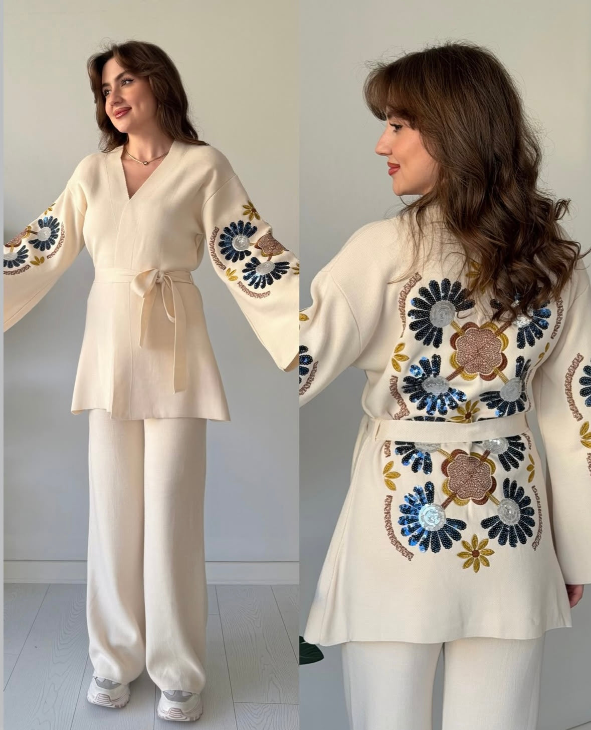 Imported Embroidered Embellished Luxe Knitted Co-ord Set