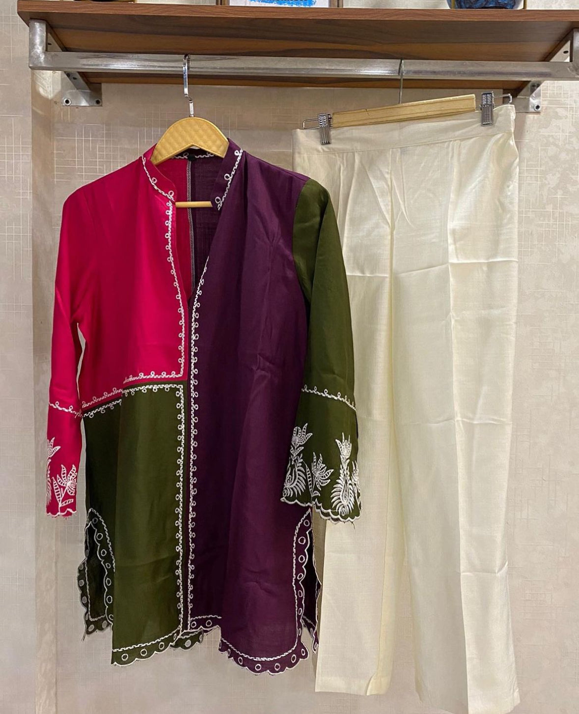 Colour Blocked Silk Blend Coord Set