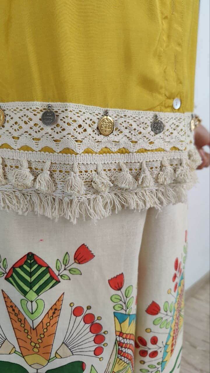 Designer Trendy Co-ord Set With Digital Print Flared Plazo With Fringe Lace Detailing