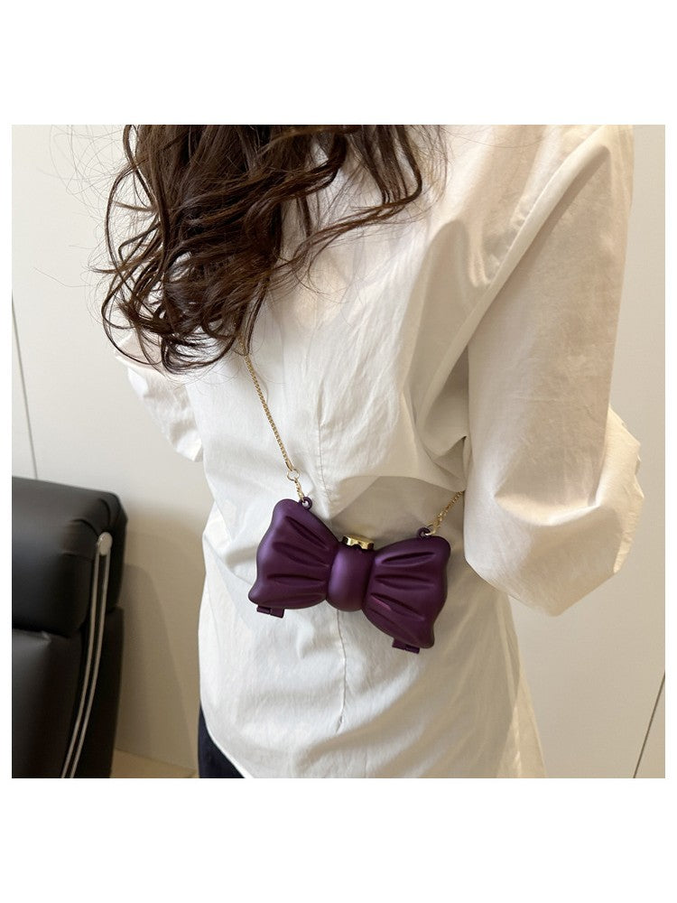 Designer Partywear Wine Zinc Alloy Metal BowKnot Mini Clutch Bag