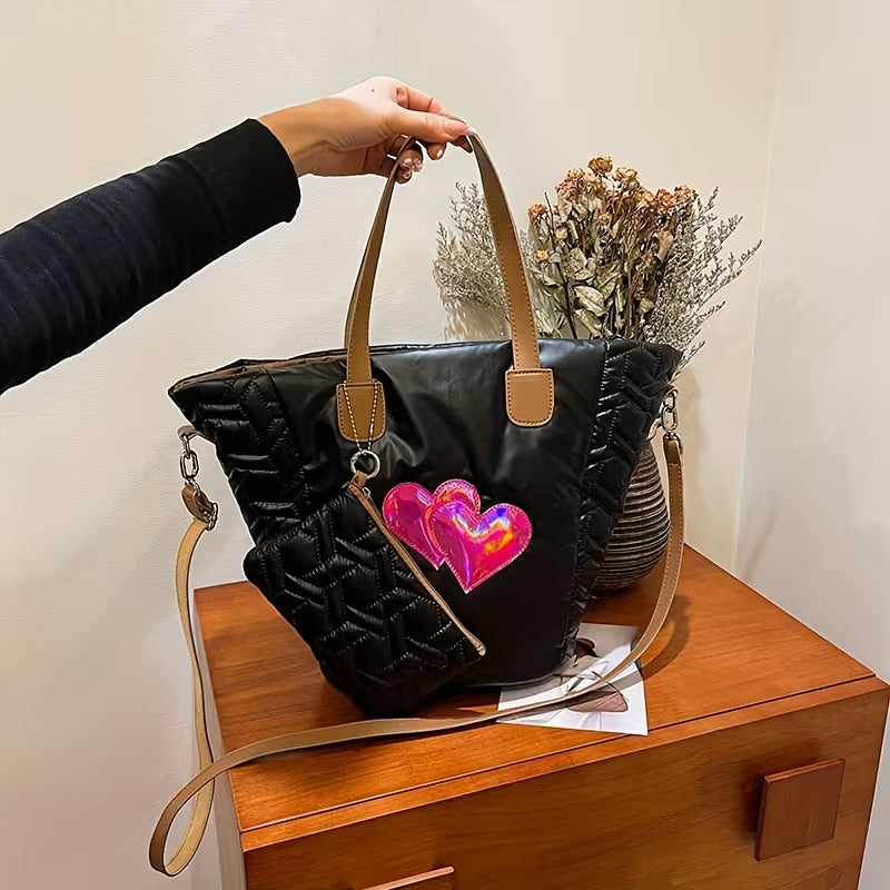 Metallic Quilted Designer Tote Bag