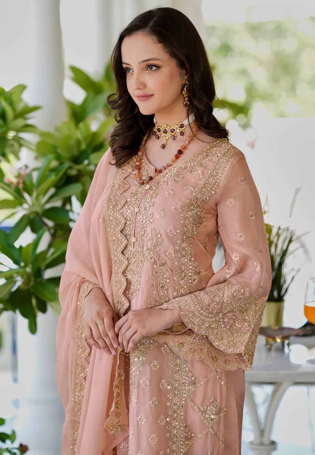Peach Embroidered Pakistani Salwar Suit