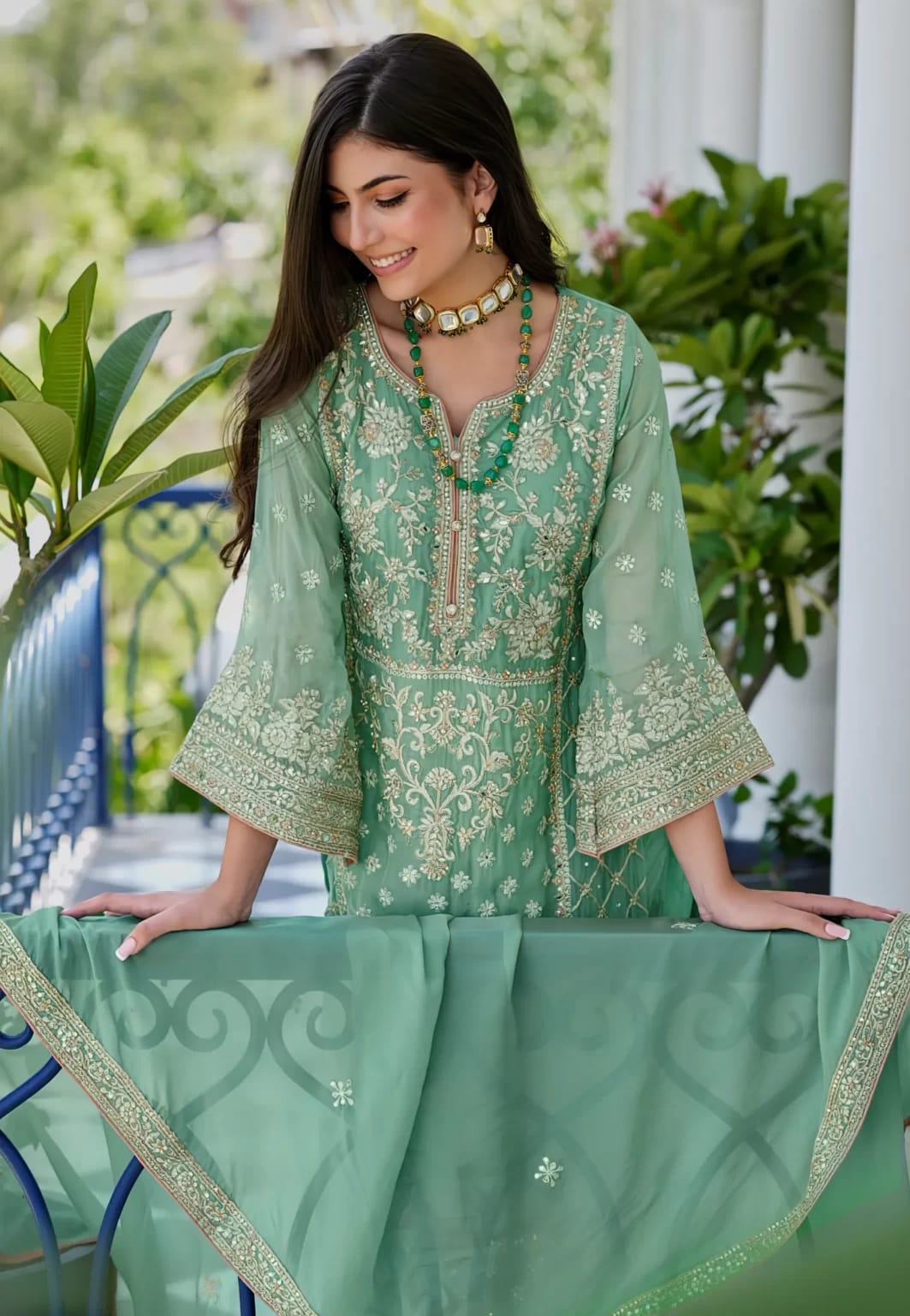 Pista Green Pakistani Salwar Suit