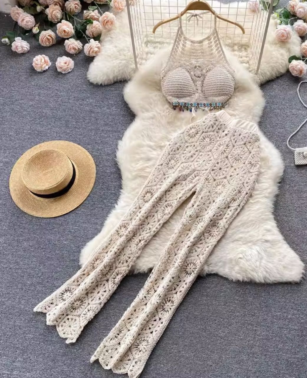 Crochet Beach Wear Coord Set