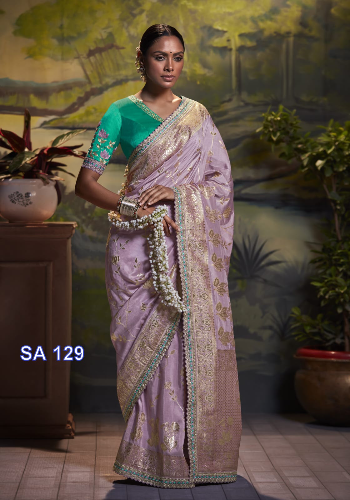 Purple Embroidered Border Festive Saree In Art Silk