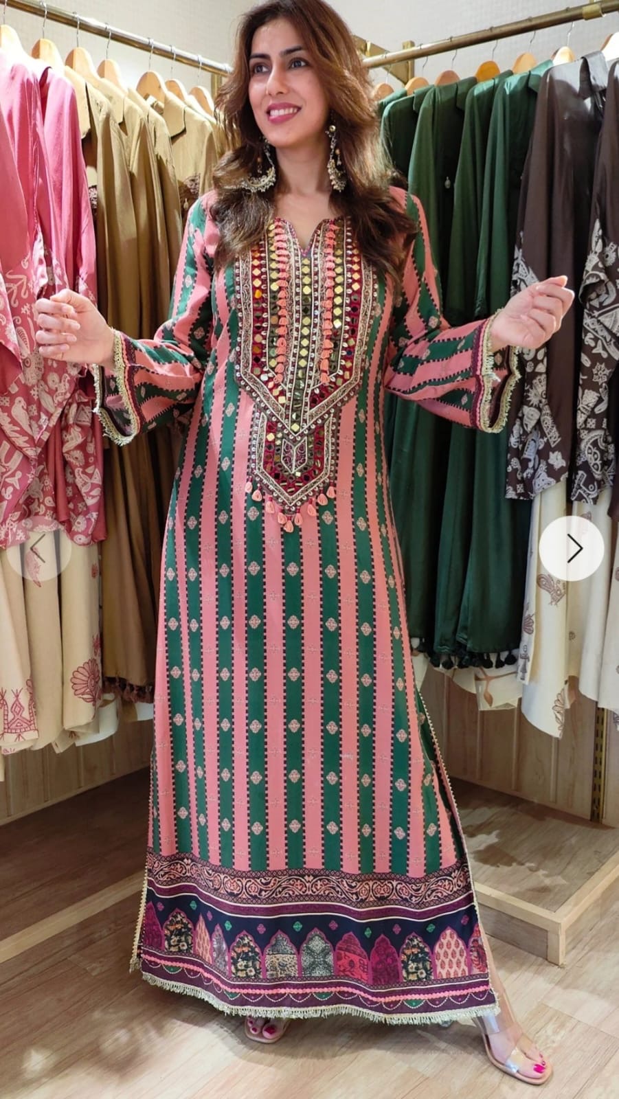 Sonam Kapoor Inspired Pure Crepe Designer Printed Kaftan Dress