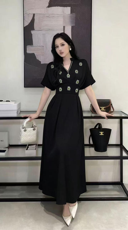 Imported Designer Partywear Rhinestone Embellished Long Maxi Dress