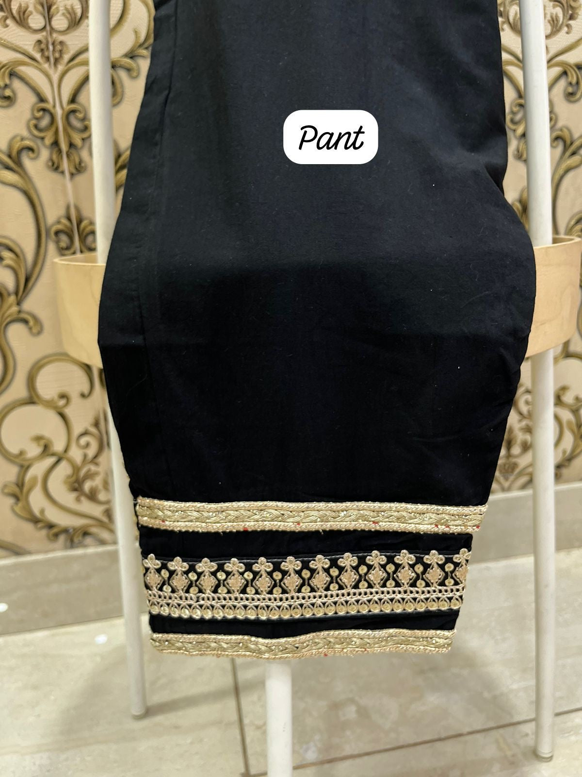 V-Neck Yellow Embellished Cotton Linen Co-ord Set