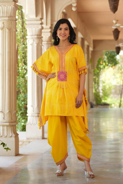 Fine Linen Cotton Embroidered Kaftan Style Coord Set