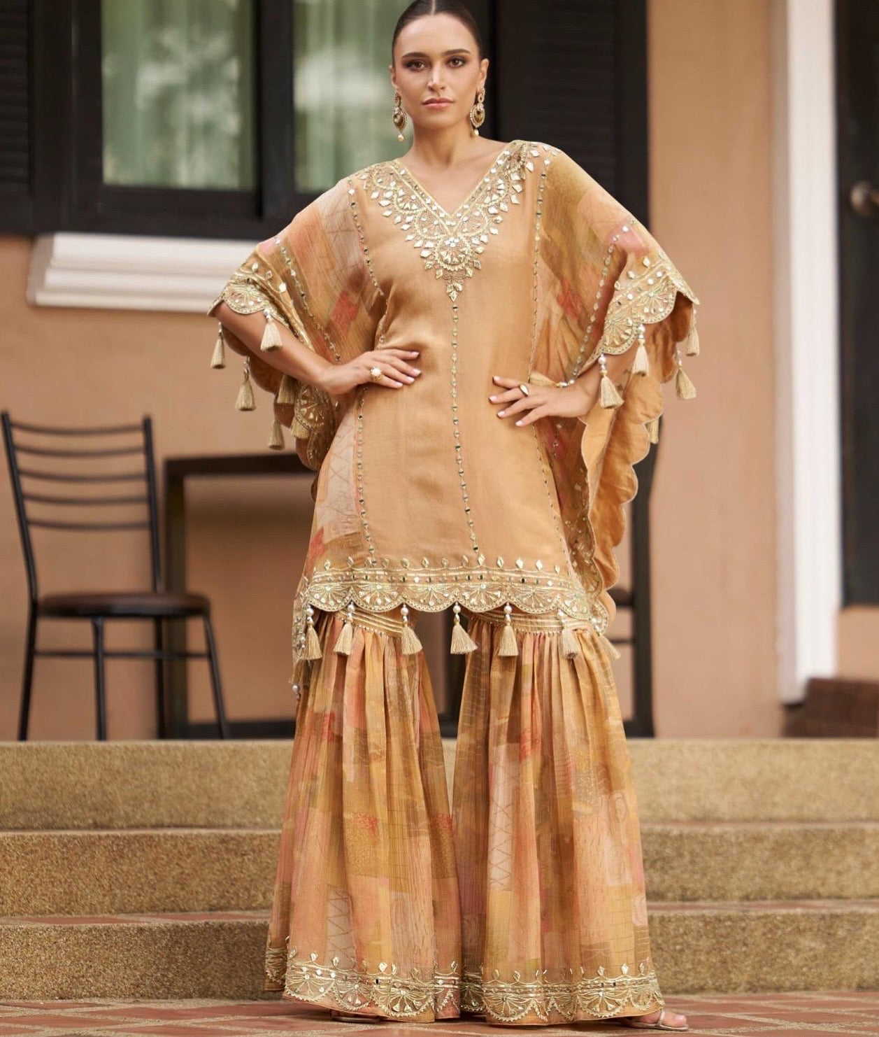 Partywear Designer Kaftan With Gharara