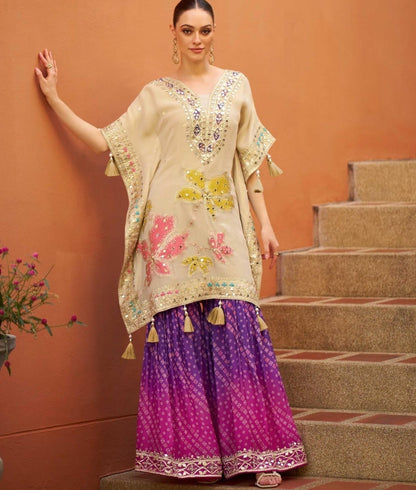 Partywear Designer Kaftan With Gharara