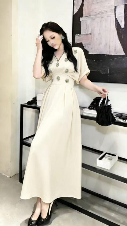 Imported Designer Partywear Rhinestone Embellished Long Maxi Dress