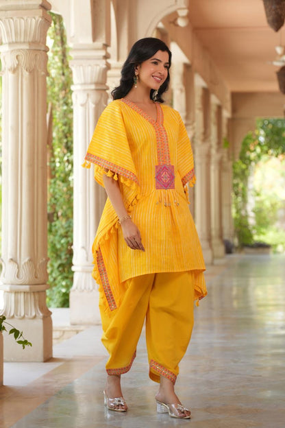 Fine Linen Cotton Embroidered Kaftan Style Coord Set