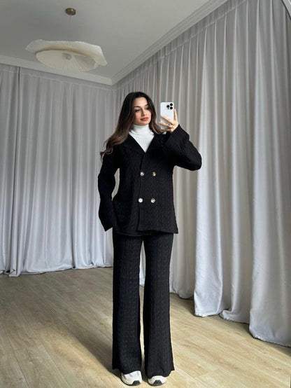 Imported Luxe Winter Knitted Blazer Co-ord Set