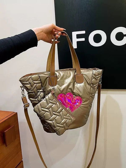 Metallic Quilted Designer Tote Bag