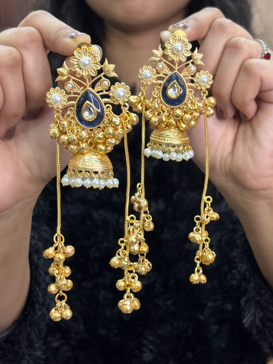 Partywear Designer Gold Polish Viral Kashmiri Earrings (Copy)