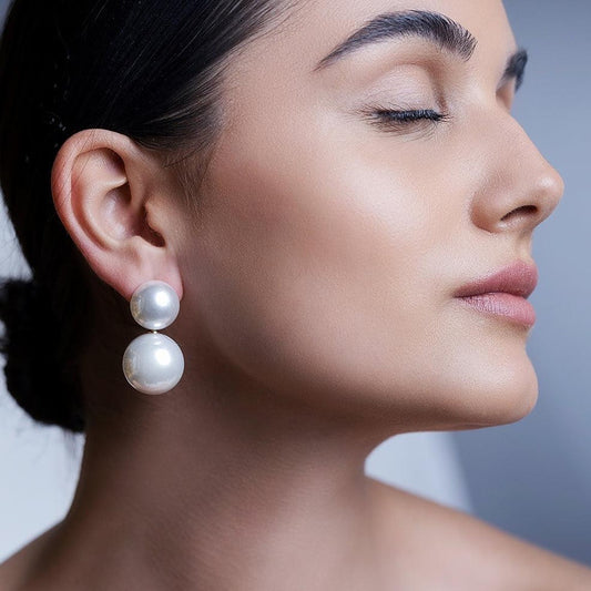 Partywear Celebrity Designer Duo Drop Pearl Drop Earrings