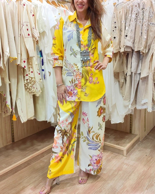 swiss cotton designer dual toned tropical prints summer coord set