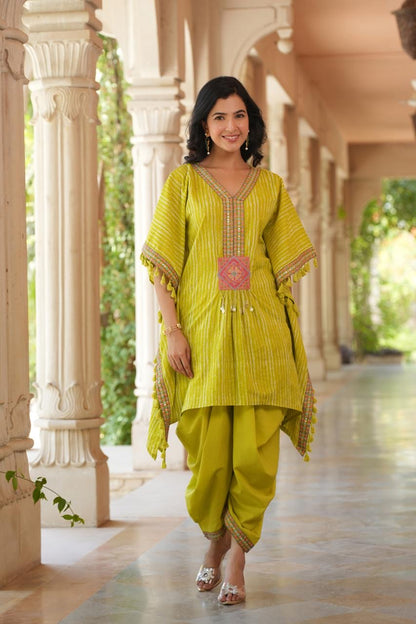 Fine Linen Cotton Embroidered Kaftan Style Coord Set