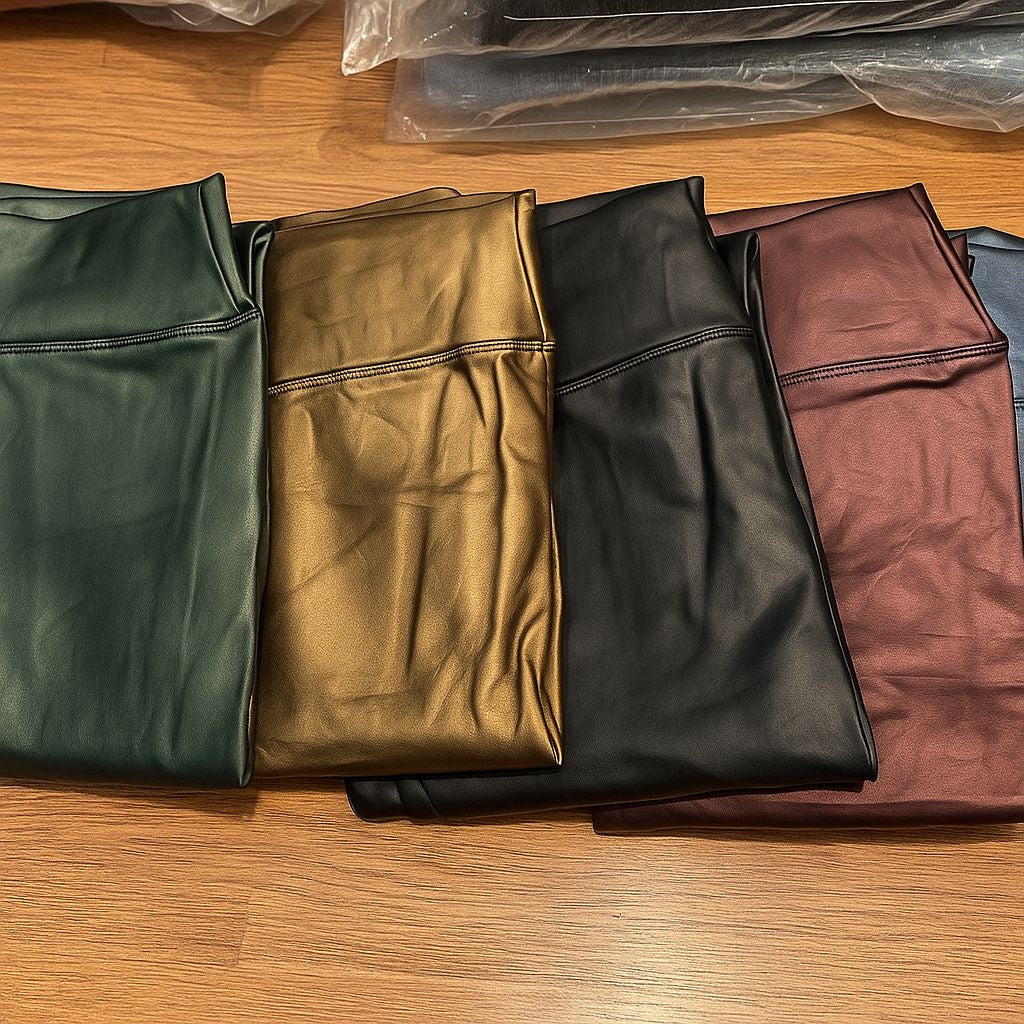 Imported Winter Mettallic Fleece Leather Leggings Or Jeggings