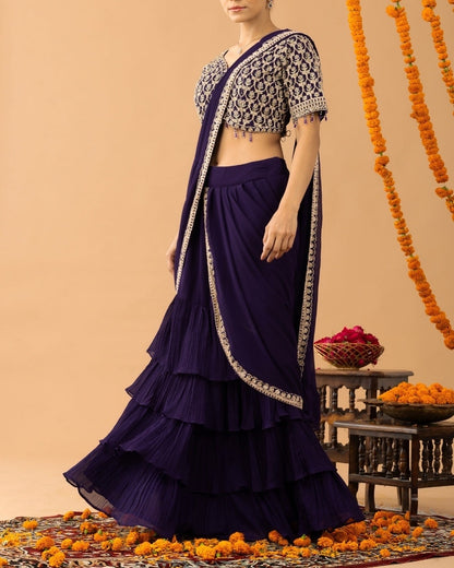 Partywear Designer Ready To Wear Ruffle Saree