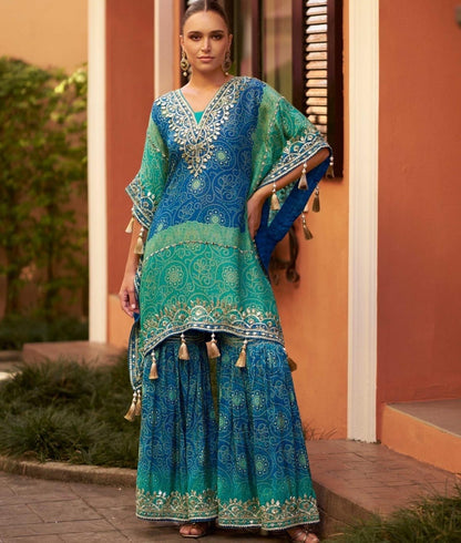 Partywear Designer Kaftan With Gharara