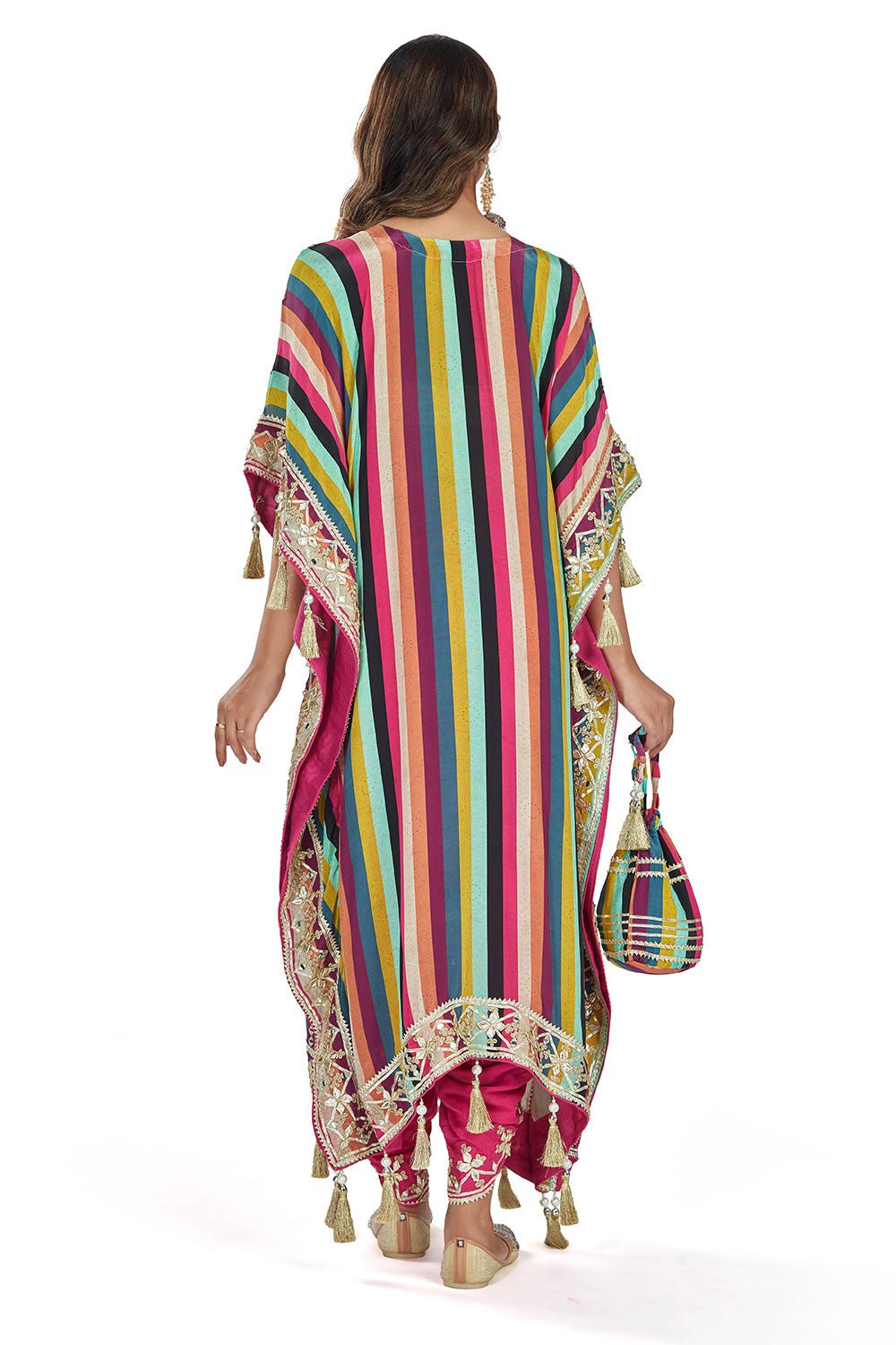 Multicolor Kaftan Dhoti Set