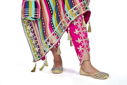 Multicolor Kaftan Dhoti Set