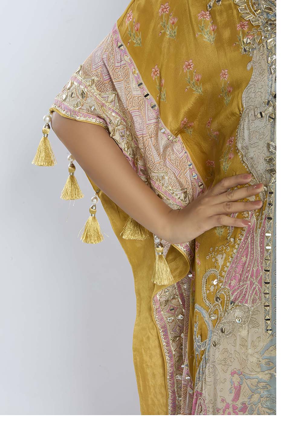 Mustard Yellow Kaftan with Dhoti Set