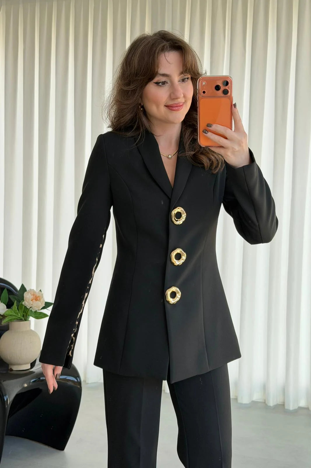 Imported Animal Print Zipper Sleeves Blazer Co-ord Set