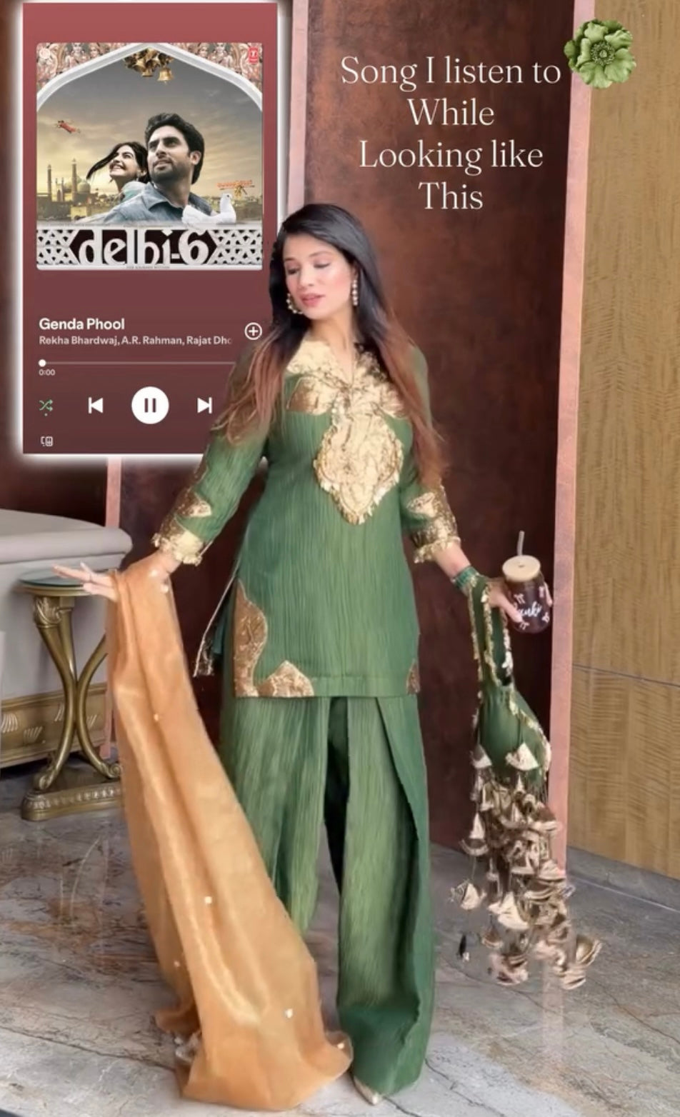 Designer Pure Crush Tissue Kurta With Farshi Salwar