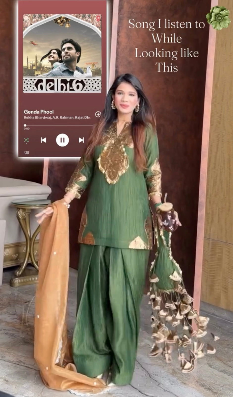 Designer Pure Crush Tissue Kurta With Farshi Salwar