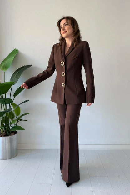 Imported Animal Print Zipper Sleeves Blazer Co-ord Set
