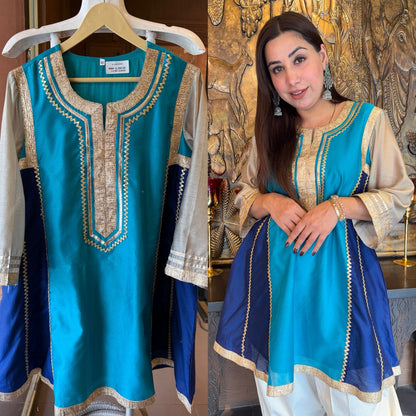 Kareena Kapoor Inspired Pure Chanderi Silk Designer Partywear Silk Kurta With Salwar With Gota Work