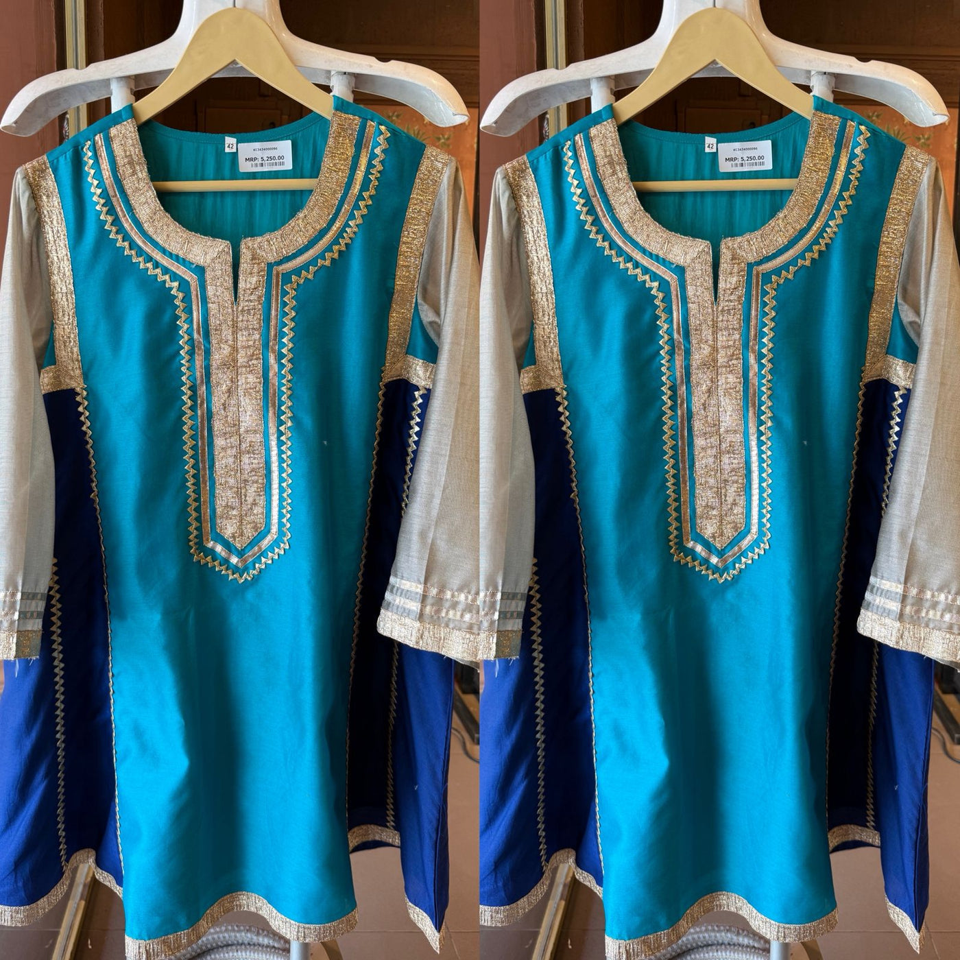 Kareena Kapoor Inspired Pure Chanderi Silk Designer Partywear Silk Kurta With Salwar With Gota Work