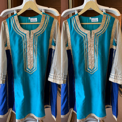 Kareena Kapoor Inspired Pure Chanderi Silk Designer Partywear Silk Kurta With Salwar With Gota Work