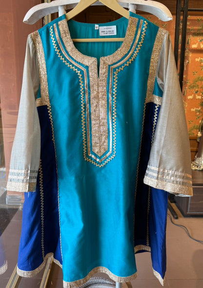 Kareena Kapoor Inspired Pure Chanderi Silk Designer Partywear Silk Kurta With Salwar With Gota Work