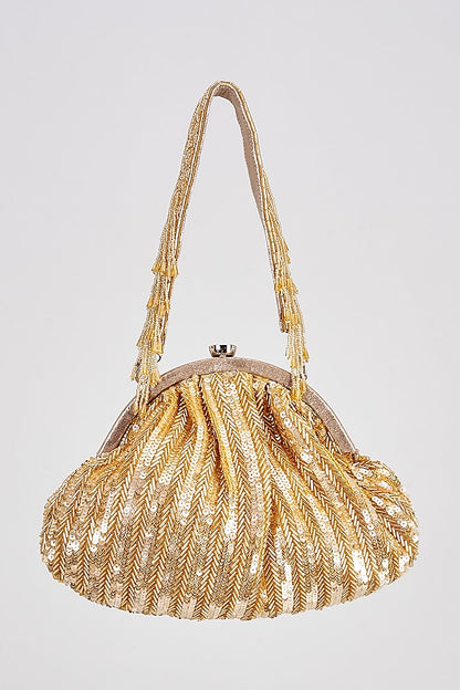 Golden shimmer sequins batua clutch