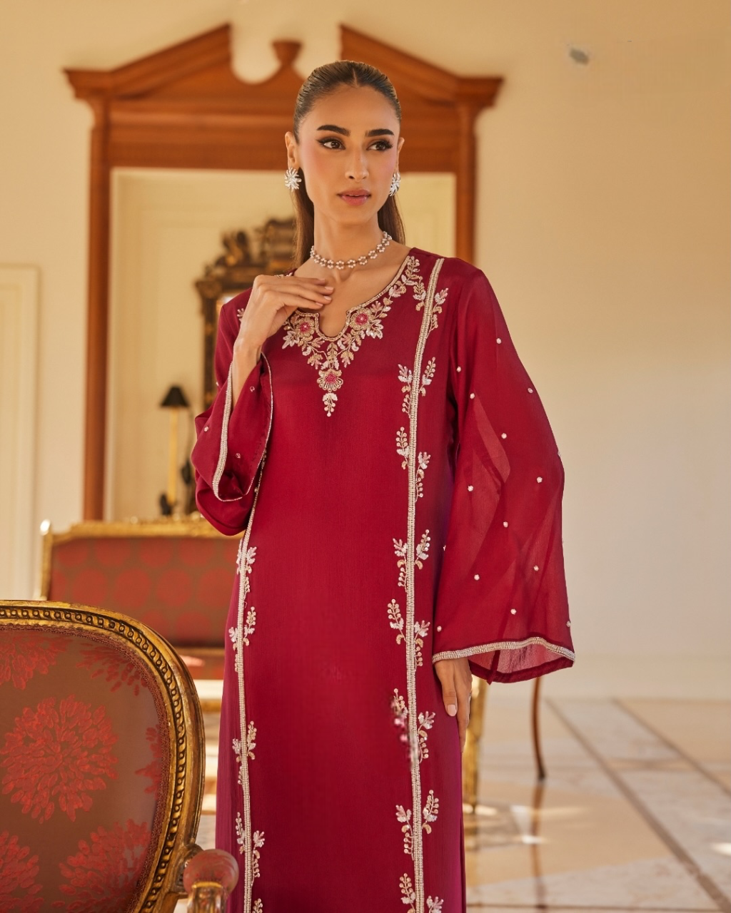 Designer Partywear Pakistani Jalabiya Suit Set/Long Kaftan