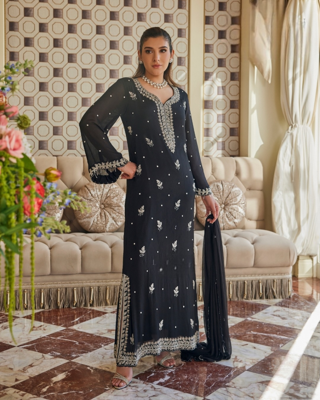 Designer Partywear Pakistani Jalabiya Suit Set/Long Kaftan