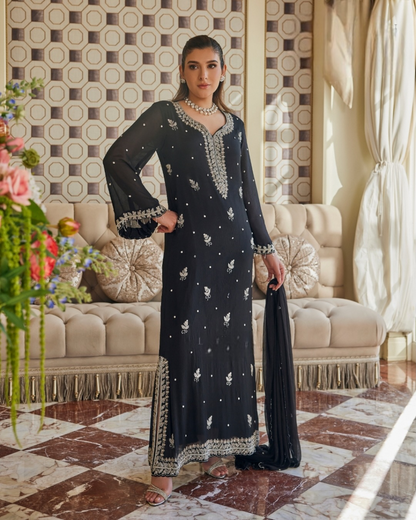 Designer Partywear Pakistani Jalabiya Suit Set/Long Kaftan